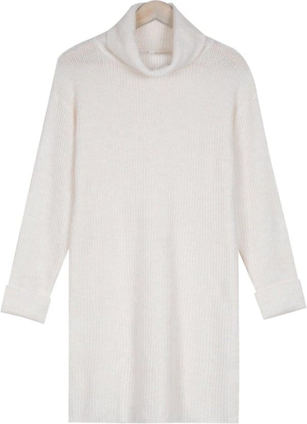 Simple Plain Long Sleeve Mini Sweater Dress