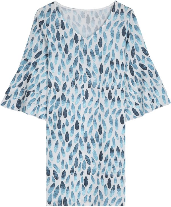 Blue Rainwater Drops ¾ Sleeve Mini Dress