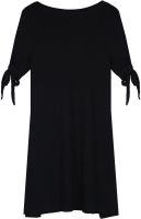 Plunging V-Neck Split Sleeve Black Mini Dress