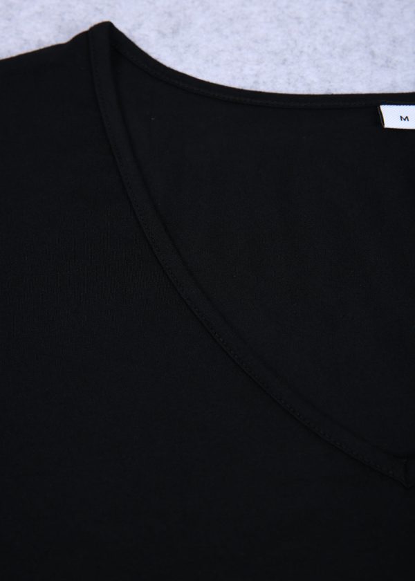 Plunging V-Neck Split Sleeve Black Mini Dress