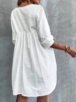 Popular 3/4 Sleeve Plain Mini Dress